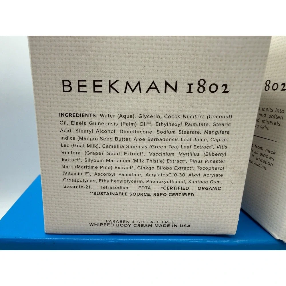 SET OF 2‎ BEEKMAN 1802 Pure Fragrance Free Lotion Goat Milk Whipped Body Cream